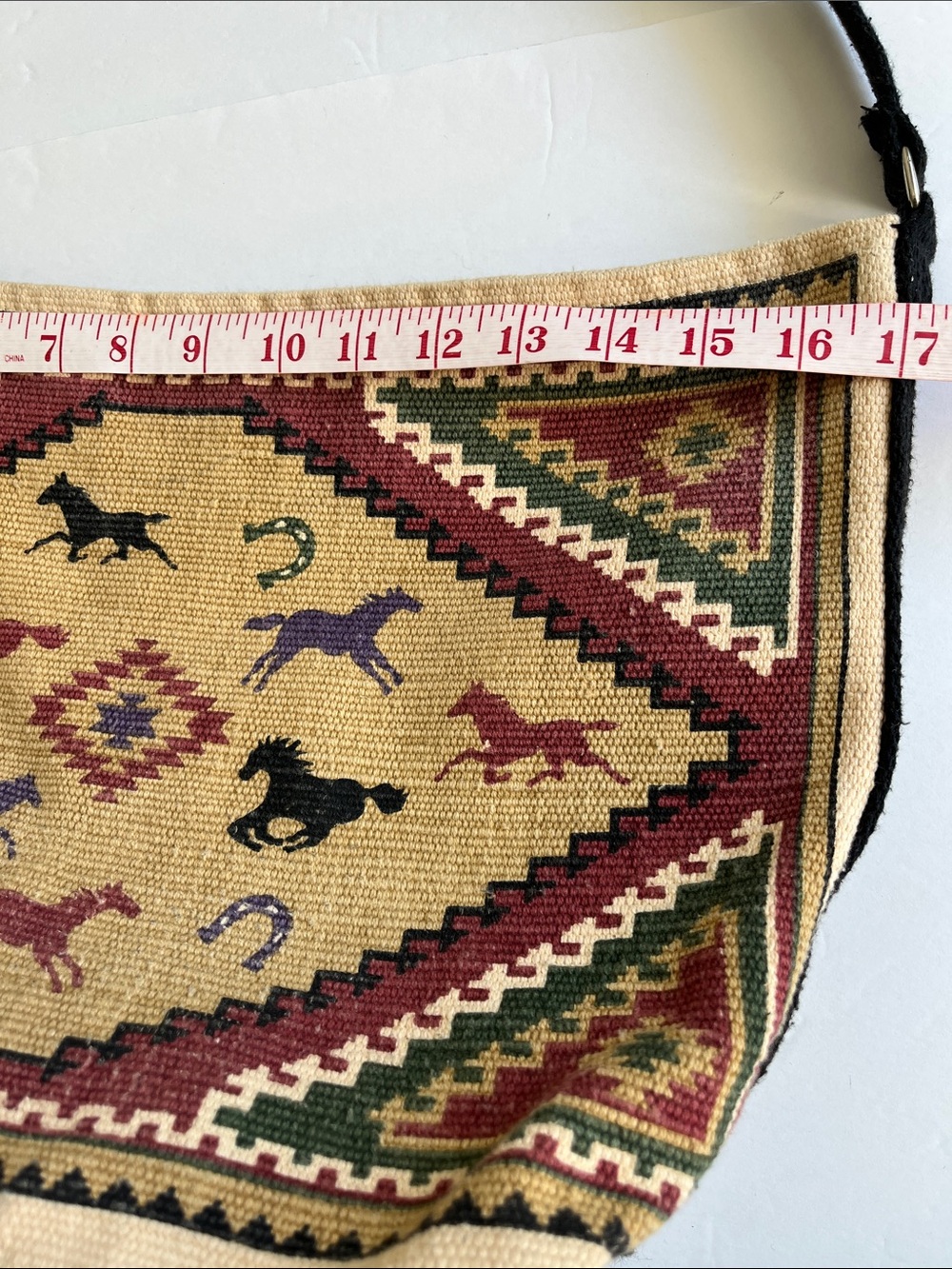 Horses Shoulder Bag Handwoven Western Zip Top El Paso Saddle Blanket Co - Picture 8 of 11